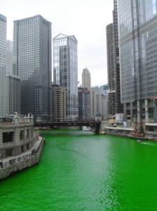 Chicago River The Chicago River on St. Patrick's Day